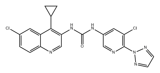 Urea, N-(6-chloro-4-cyclopropyl-3-quinolinyl)-N'-[5-chloro-6-(2H-1,2,3-triazol-2-yl)-3-pyridinyl]- Structure