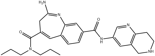 3H-1-Benzazepine-4,8-dicarboxamide, 2-amino-N4,N4-dipropyl-N8-(5,6,7,8-tetrahydro-1,6-naphthyridin-3-yl)- Structure