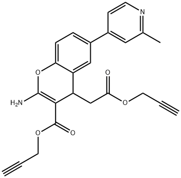 4H-1-Benzopyran-4-acetic acid, 2-amino-6-(2-methyl-4-pyridinyl)-3-[(2-propyn-1-yloxy)carbonyl]-, 2-propyn-1-yl ester Structure