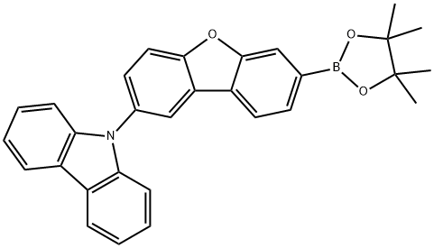 9H-Carbazole, 9-[7-(4,4,5,5-tetramethyl-1,3,2-dioxaborolan-2-yl)-2-dibenzofuranyl]- 구조식 이미지