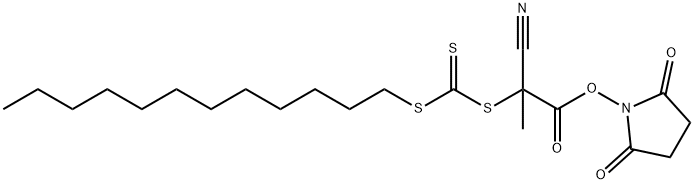 Propanoic acid, 2-cyano-2-[[(dodecylthio)thioxomethyl]thio]-, 2,5-dioxo-1-pyrrolidinyl ester Structure