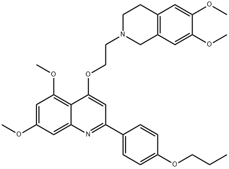 Quinoline, 4-[2-(3,4-dihydro-6,7-dimethoxy-2(1H)-isoquinolinyl)ethoxy]-5,7-dimethoxy-2-(4-propoxyphenyl)- Structure