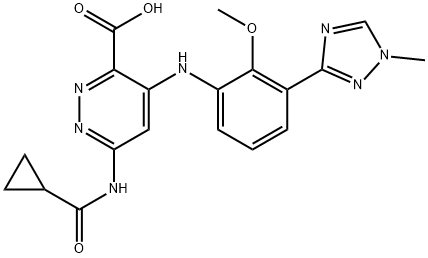 3-Pyridazinecarboxylic acid, 6-[(cyclopropylcarbonyl)amino]-4-[[2-methoxy-3-(1-methyl-1H-1,2,4-triazol-3-yl)phenyl]amino]- Structure