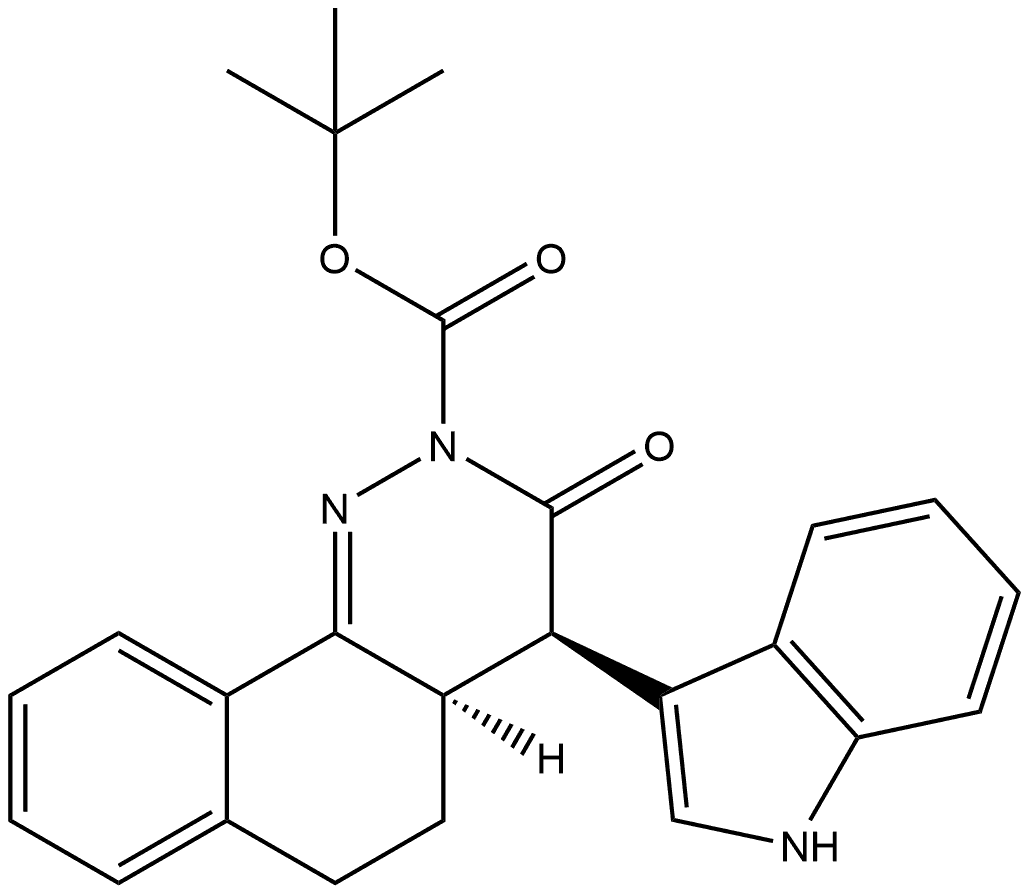 1,1-Dimethylethyl (4R,4aR)-4,4a,5,6-tetrahydro-4-(1H-indol-3-yl)-3-oxobenzo[h]cinnoline-2(3H)-carboxylate Structure