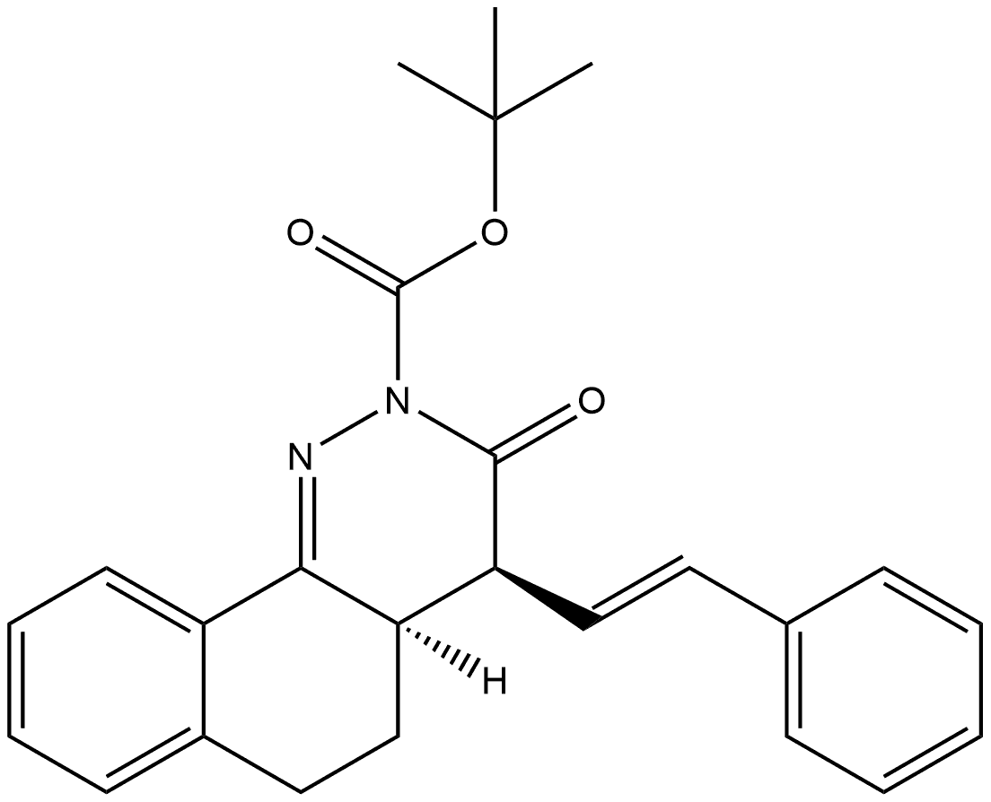 1,1-Dimethylethyl (4S,4aR)-4,4a,5,6-tetrahydro-3-oxo-4-[(1E)-2-phenylethenyl]benzo[h]cinnoline-2(3H)-carboxylate Structure