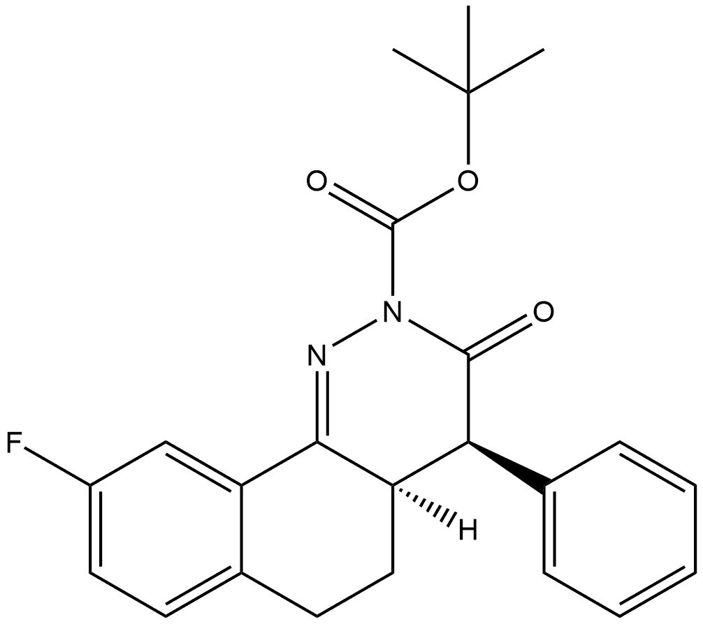 1,1-Dimethylethyl (4R,4aR)-9-fluoro-4,4a,5,6-tetrahydro-3-oxo-4-phenylbenzo[h]cinnoline-2(3H)-carboxylate Structure