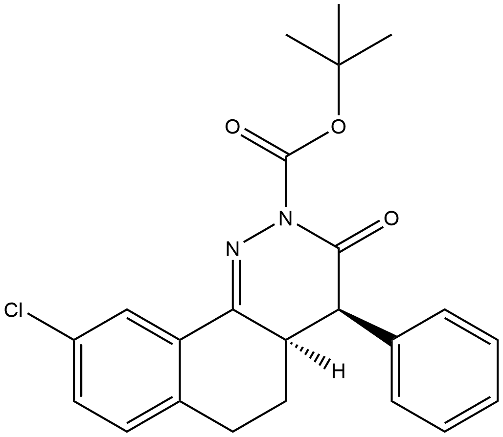 1,1-Dimethylethyl (4R,4aR)-9-chloro-4,4a,5,6-tetrahydro-3-oxo-4-phenylbenzo[h]cinnoline-2(3H)-carboxylate Structure