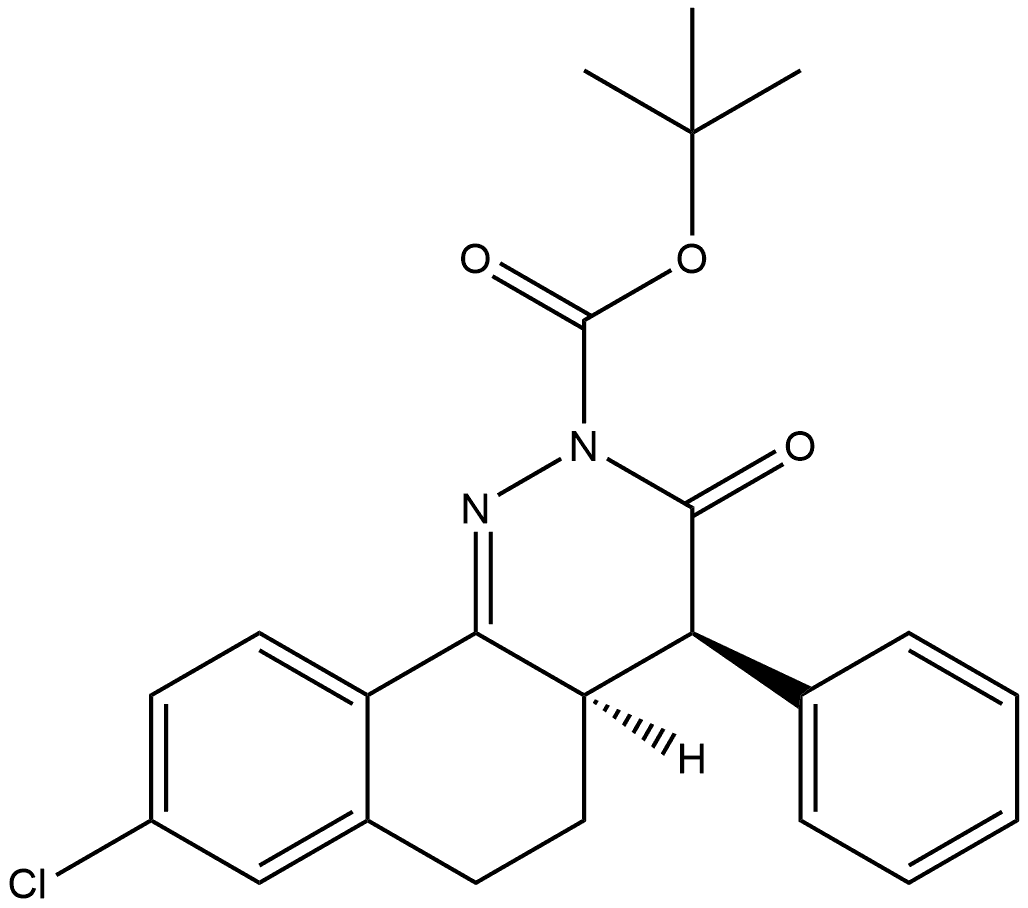 1,1-Dimethylethyl (4R,4aR)-8-chloro-4,4a,5,6-tetrahydro-3-oxo-4-phenylbenzo[h]cinnoline-2(3H)-carboxylate Structure