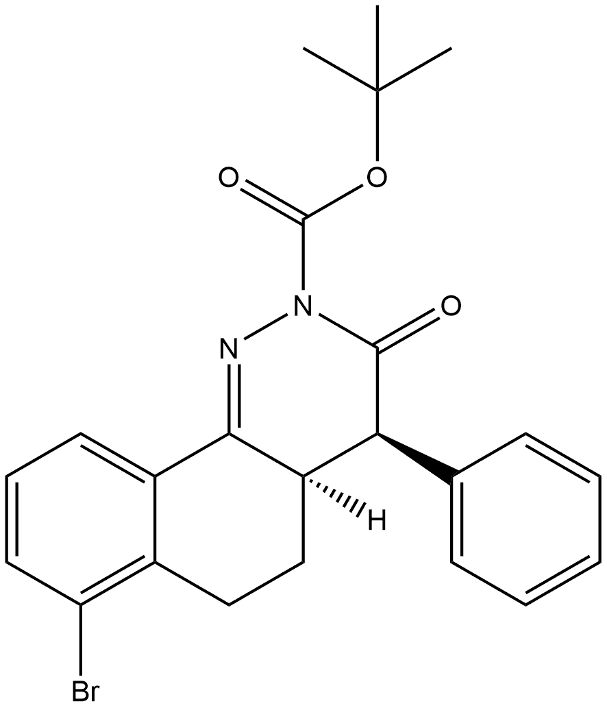 1,1-Dimethylethyl (4R,4aR)-7-bromo-4,4a,5,6-tetrahydro-3-oxo-4-phenylbenzo[h]cinnoline-2(3H)-carboxylate Structure