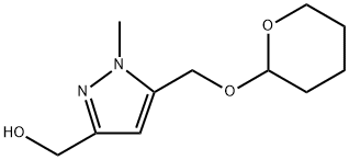 1H-Pyrazole-3-methanol, 1-methyl-5-[[(tetrahydro-2H-pyran-2-yl)oxy]methyl]- 구조식 이미지