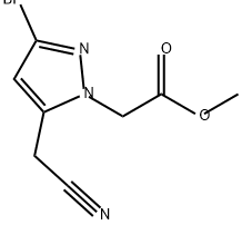 1H-Pyrazole-1-acetic acid, 3-bromo-5-(cyanomethyl)-, methyl ester 구조식 이미지