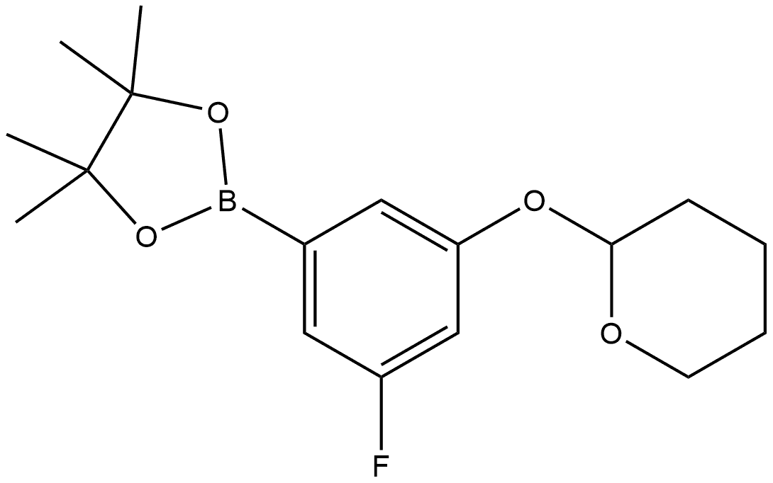 2-[3-Fluoro-5-(4,4,5,5-tetramethyl-1,3,2-dioxaborolan-2-yl)phenoxy]tetrahydro... Structure