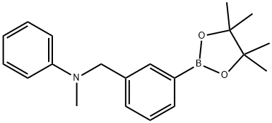 Benzenemethanamine, N-methyl-N-phenyl-3-(4,4,5,5-tetramethyl-1,3,2-dioxaborolan-2-yl)- Structure