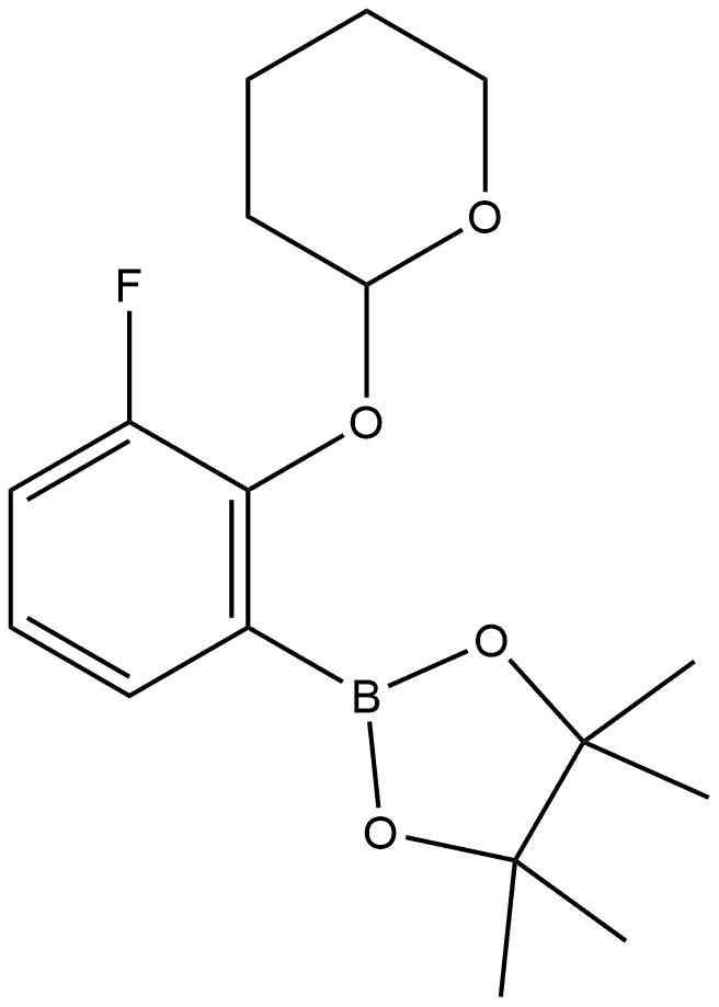 2-[2-Fluoro-6-(4,4,5,5-tetramethyl-1,3,2-dioxaborolan-2-yl)phenoxy]tetrahydro... Structure