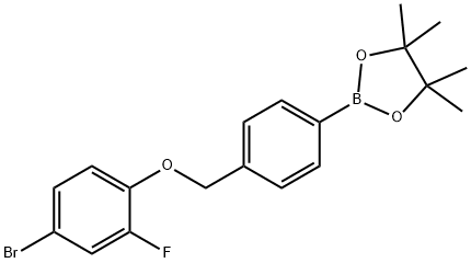 2-(4-((4-Bromo-2-fluorophenoxy)methyl)phenyl)-4,4,5,5-tetramethyl-1,3,2-dioxaborolane Structure