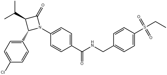 Benzamide, 4-[(2S,3R)-2-(4-chlorophenyl)-3-(1-methylethyl)-4-oxo-1-azetidinyl]-N-[[4-(ethylsulfonyl)phenyl]methyl]- Structure