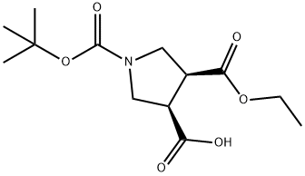 1,3,4-Pyrrolidinetricarboxylic acid, 1-(1,1-dimethylethyl) 3-ethyl ester, (3S,4R)- Structure