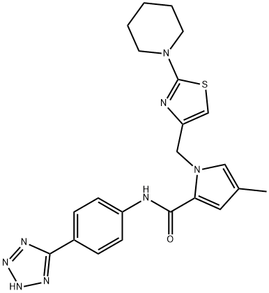 1H-Pyrrole-2-carboxamide, 4-methyl-1-[[2-(1-piperidinyl)-4-thiazolyl]methyl]-N-[4-(2H-tetrazol-5-yl)phenyl]- Structure