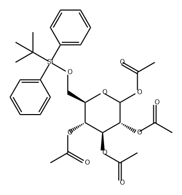 D-Glucopyranose, 6-O-[(1,1-dimethylethyl)diphenylsilyl]-, 1,2,3,4-tetraacetate 구조식 이미지