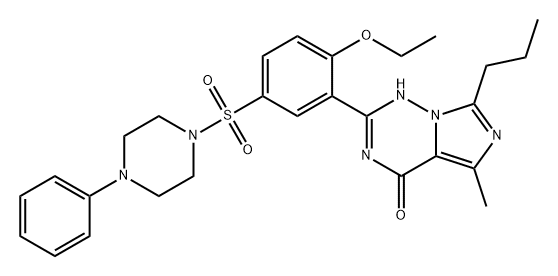 Imidazo[5,1-f][1,2,4]triazin-4(1H)-one, 2-[2-ethoxy-5-[(4-phenyl-1-piperazinyl)sulfonyl]phenyl]-5-methyl-7-propyl- Structure