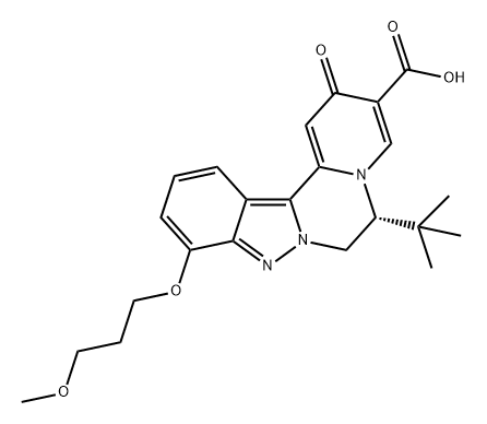 2H-Pyrido[2',1':3,4]pyrazino[1,2-b]indazole-3-carboxylic acid, 6-(1,1-dimethylethyl)-6,7-dihydro-10-(3-methoxypropoxy)-2-oxo-, (6R)- Structure