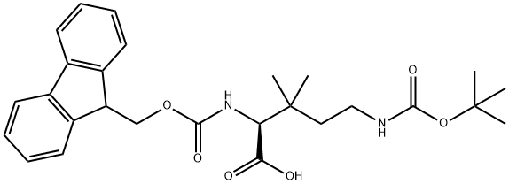 L-?Ornithine, N5-?[(1,?1-?dimethylethoxy)?carbonyl]?-?N2-?[(9H-?fluoren-?9-?ylmethoxy)?carbonyl]?-?3,?3-?dimethyl- Structure