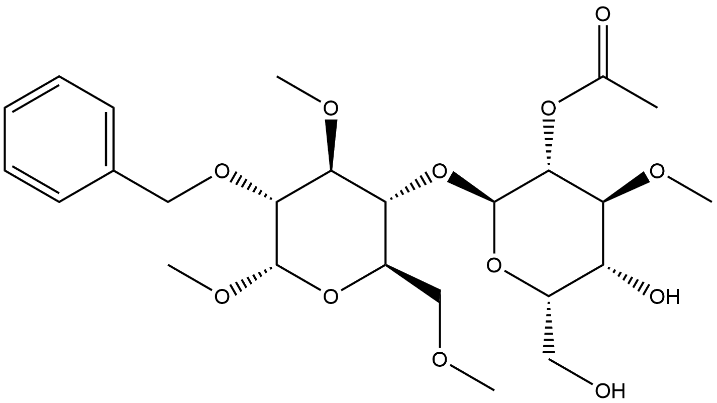 α-D-Glucopyranoside, methyl 4-O-(2-O-acetyl-3-O-methyl-α-L-idopyranosyl)-3,6-di-O-methyl-2-O-(phenylmethyl)- Structure