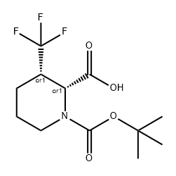 1,2-Piperidinedicarboxylic acid, 3-(trifluoromethyl)-, 1-(1,1-dimethylethyl) ester, (2R,3S)-rel- Structure