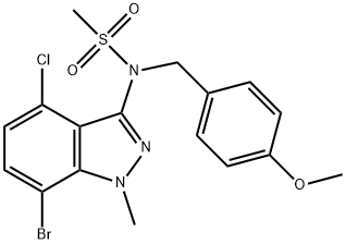 N-(7-Bromo-4-chloro-1-methyl-1H-indazol-3-yl)-N-(4-methoxybenzyl)methanesulfonamide Structure