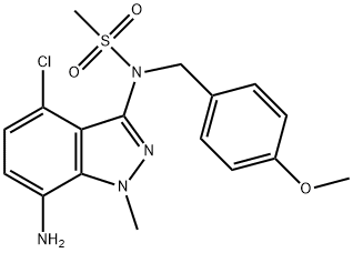 N-(7-Amino-4-chloro-1-methyl-1H-indazol-3-yl)-N-(4-methoxybenzyl)methanesulfonamide Structure