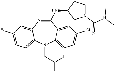 1-Pyrrolidinecarboxamide, 3-[[2-chloro-5-(2,2-difluoroethyl)-8-fluoro-5H-dibenzo[b,e][1,4]diazepin-11-yl]amino]-N,N-dimethyl-, (3S)- Structure