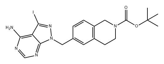 2(1H)-Isoquinolinecarboxylic acid, 6-[(4-amino-3-iodo-1H-pyrazolo[3,4-d]pyrimidin-1-yl)methyl]-3,4-dihydro-, 1,1-dimethylethyl ester Structure