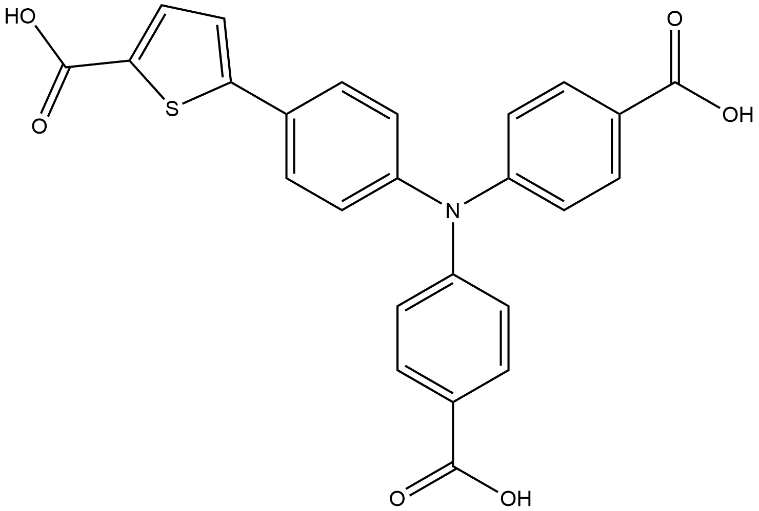 4,4'-((4-(5-carboxythiophen-2-yl)phenyl)azanediyl)dibenzoic acid 구조식 이미지