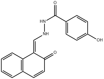 Benzoic acid, 4-hydroxy-, 2-[(Z)-(2-oxo-1(2H)-naphthalenylidene)methyl]hydrazide Structure