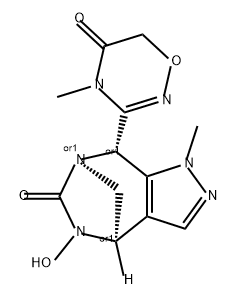 rel-(4R,7R,8S)-8-(5,6-Dihydro-4-methyl-5-oxo4H-1,2,4-oxadiazin-3-yl)-1,4,5,8-tetrahydro-5- hydroxy-1-methyl-6H-4,7-methanopyrazolo[3, 4-e][1,3]diazepin-6-one Structure