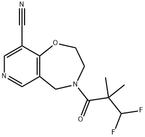 Pyrido[3,4-f]-1,4-oxazepine-9-carbonitrile, 4-(3,3-difluoro-2,2-dimethyl-1-oxopropyl)-2,3,4,5-tetrahydro- 구조식 이미지