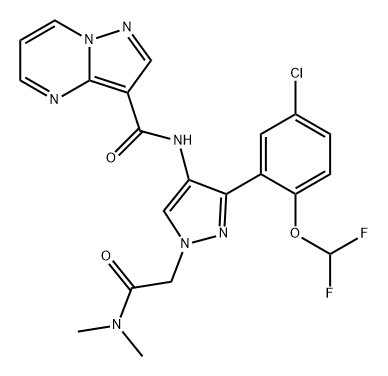 Pyrazolo[1,5-a]pyrimidine-3-carboxamide, N-[3-[5-chloro-2-(difluoromethoxy)phenyl]-1-[2-(dimethylamino)-2-oxoethyl]-1H-pyrazol-4-yl]- Structure