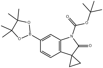 Spiro[cyclopropane-1,3'-[3H]indole]-1'(2'H)-carboxylic acid, 2'-oxo-6'-(4,4,5,5-tetramethyl-1,3,2-dioxaborolan-2-yl)-, 1,1-dimethylethyl ester Structure