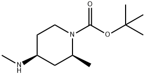 1-Piperidinecarboxylic acid, 2-methyl-4-(methylamino)-, 1,1-dimethylethyl ester, (2S,4S)- Structure