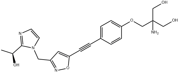 1,3-Propanediol, 2-amino-2-[[4-[2-[3-[[2-[(1S)-1-hydroxyethyl]-1H-imidazol-1-yl]methyl]-5-isoxazolyl]ethynyl]phenoxy]methyl]- Structure