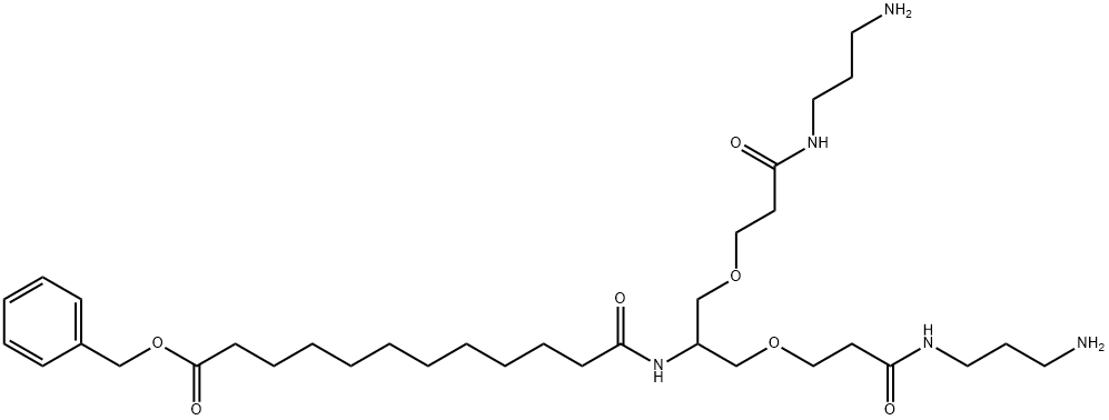 benzyl 12-((1,19-diamino-5,15-dioxo-8,12-dioxa-4,16-diazanonadecan-10-yl)amino)-12-oxododecanoate Structure