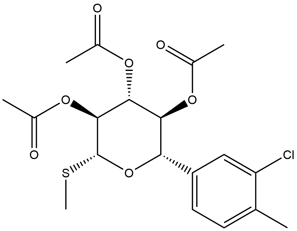 (2S,3S,4R,5S,6R)-2-(3-Chloro-4-methylphenyl)-6-(methylthio)tetrahydro-2H-pyran-3,4,5-triyl triacetate 구조식 이미지