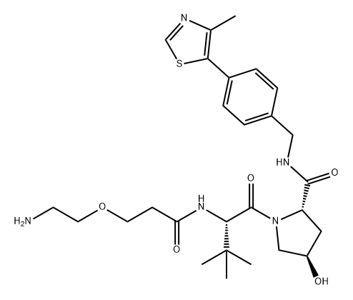 L-Prolinamide, N-[3-(2-aminoethoxy)-1-oxopropyl]-3-methyl-L-valyl-4-hydroxy-N-[[4-(4-methyl-5-thiazolyl)phenyl]methyl]-, (4R)- 구조식 이미지