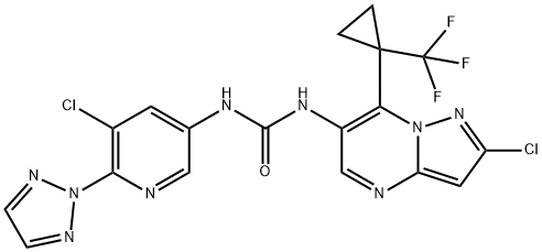 Urea, N-[5-chloro-6-(2H-1,2,3-triazol-2-yl)-3-pyridinyl]-N'-[2-chloro-7-[1-(trifluoromethyl)cyclopropyl]pyrazolo[1,5-a]pyrimidin-6-yl]- Structure