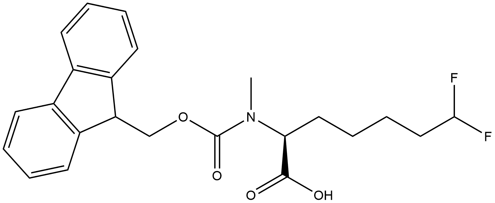 Heptanoic acid, 2-[[(9H-fluoren-9-ylmethoxy)carbonyl]methylamino]-7,7-difluoro-, (2S)- Structure