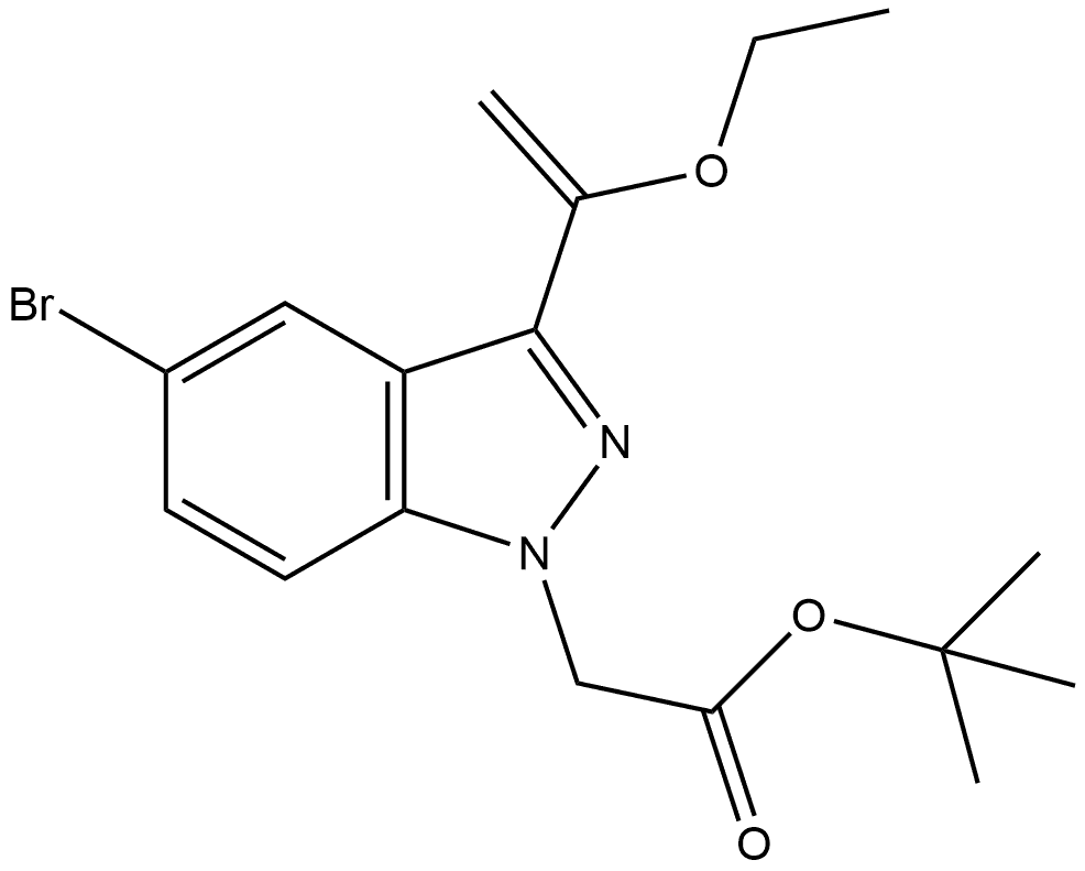 tert-butyl 2-(5-bromo-3-(1-ethoxyvinyl)-1H-indazol-1-yl)acetate Structure