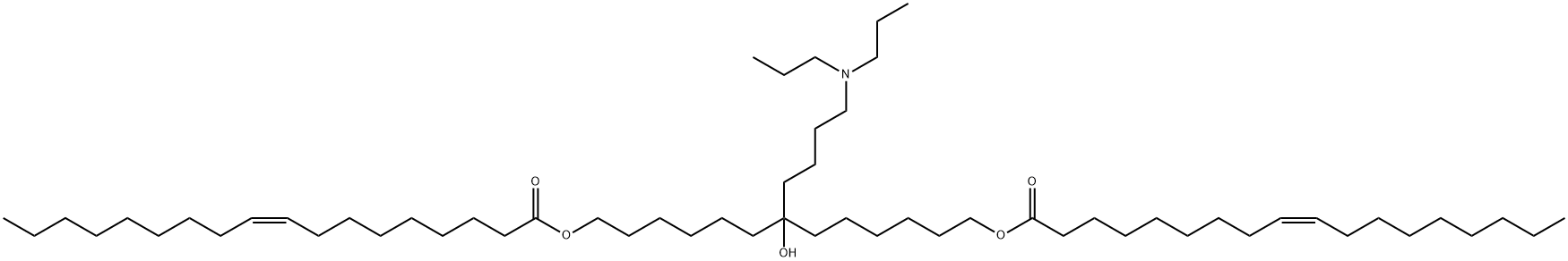 9-Octadecenoic acid (9Z)-, 1,1'-[7-[4-(dipropylamino)butyl]-7-hydroxy-1,13-tridecanediyl] ester Structure