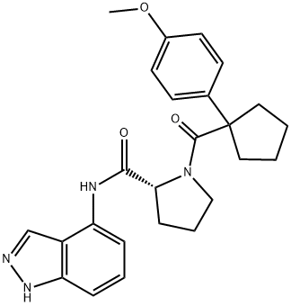 2-Pyrrolidinecarboxamide, N-1H-indazol-4-yl-1-[[1-(4-methoxyphenyl)cyclopentyl]carbonyl]-, (2R)- Structure