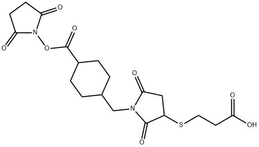 Cyclohexanecarboxylic acid, 4-[[3-[(2-carboxyethyl)thio]-2,5-dioxo-1-pyrrolidinyl]methyl]-, 1-(2,5-dioxo-1-pyrrolidinyl) ester Structure