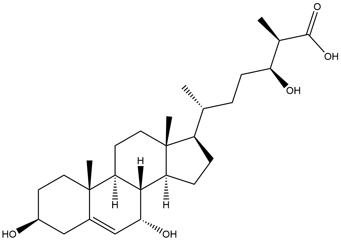 Cholest-5-en-26-oic acid, 3,7,24-trihydroxy-, (3β,7α,24S,25R)- Structure